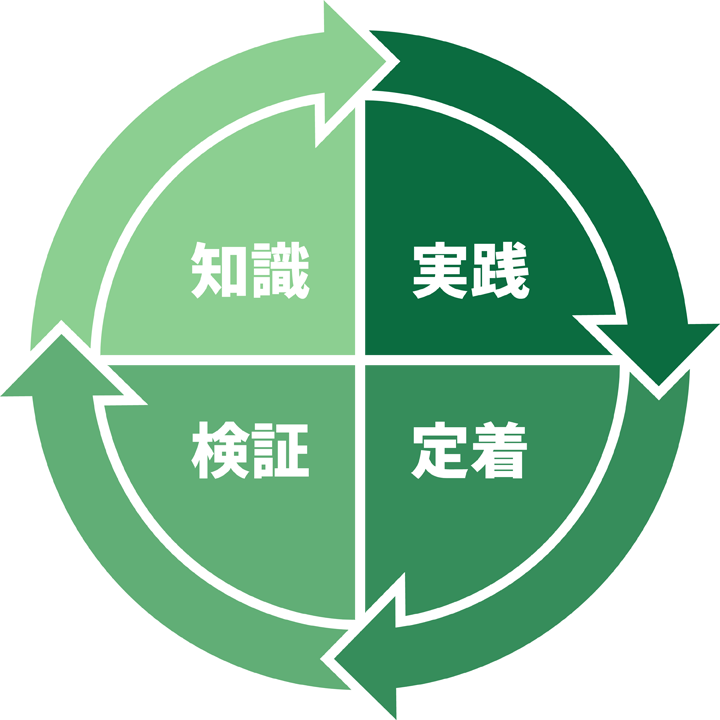 知識→実践→定着→検証→知識のサイクル